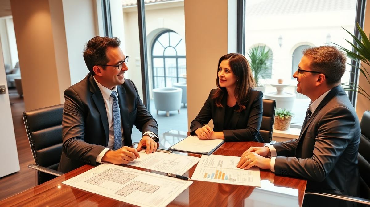 Asesor fiscal inmobiliario reunido con inversores