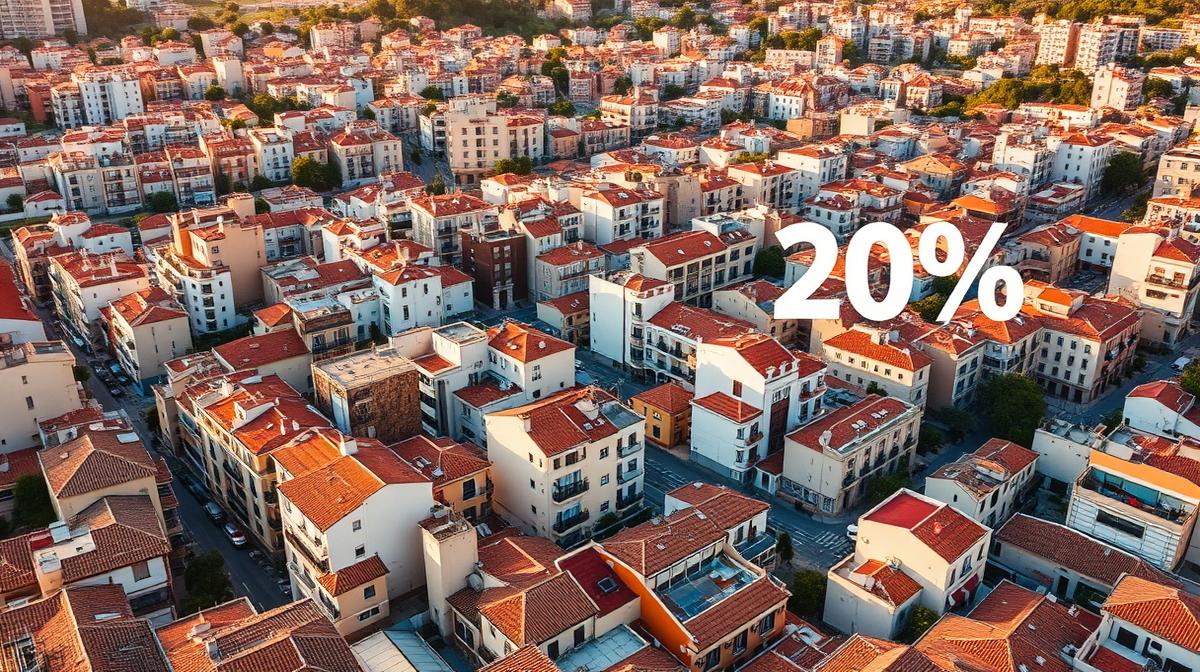 Vista aérea de ciudad española con edificios residenciales