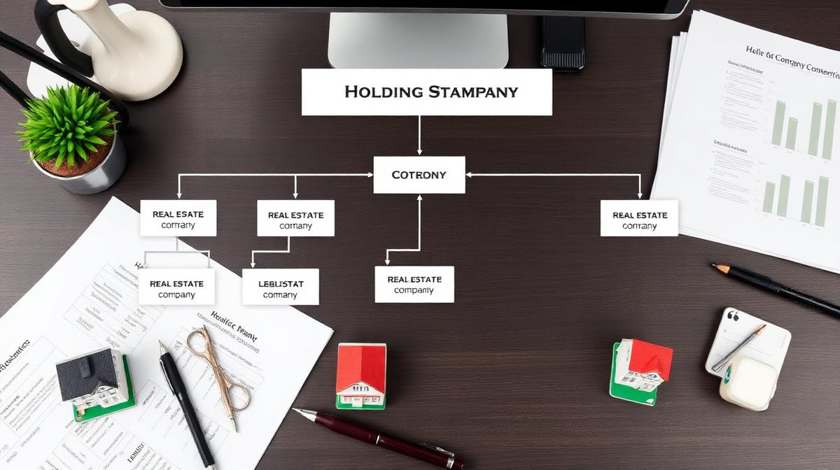 Diagrama de estructura de holding inmobiliario con filiales